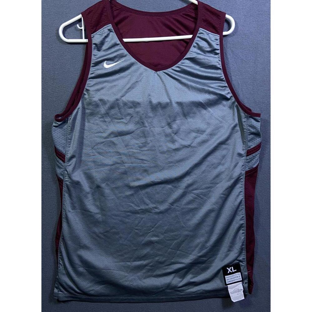 Nike Basketball Jersey Shirt Women's Size XL Gray Burgundy Dri-Fit Reversible